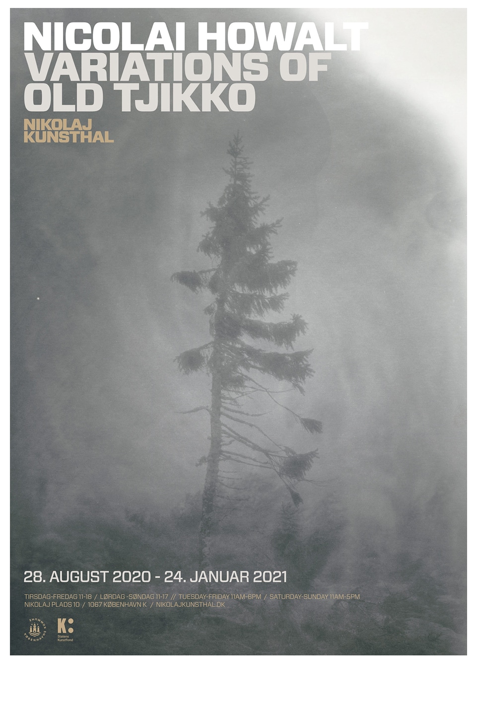 Exhibition poster featuring an image of the tree Old Tjikko by artist Nicolai Howalt