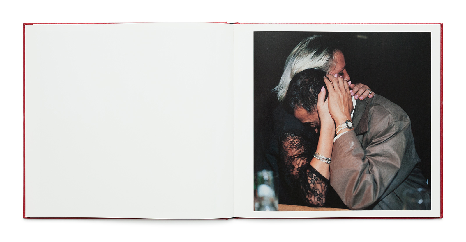 Spread from the book Now That You Are Mine by Trine Søndergaard picturing an embracing couple.