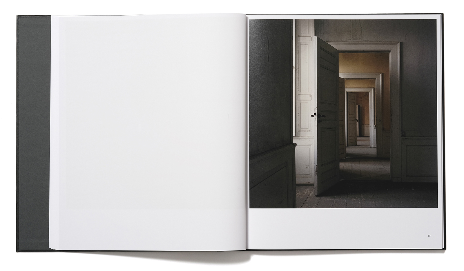 Spread from the book Stasis II by Trine Søndergaard with interior photograph